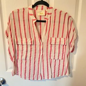 Anthropologie Pink and White Striped Top